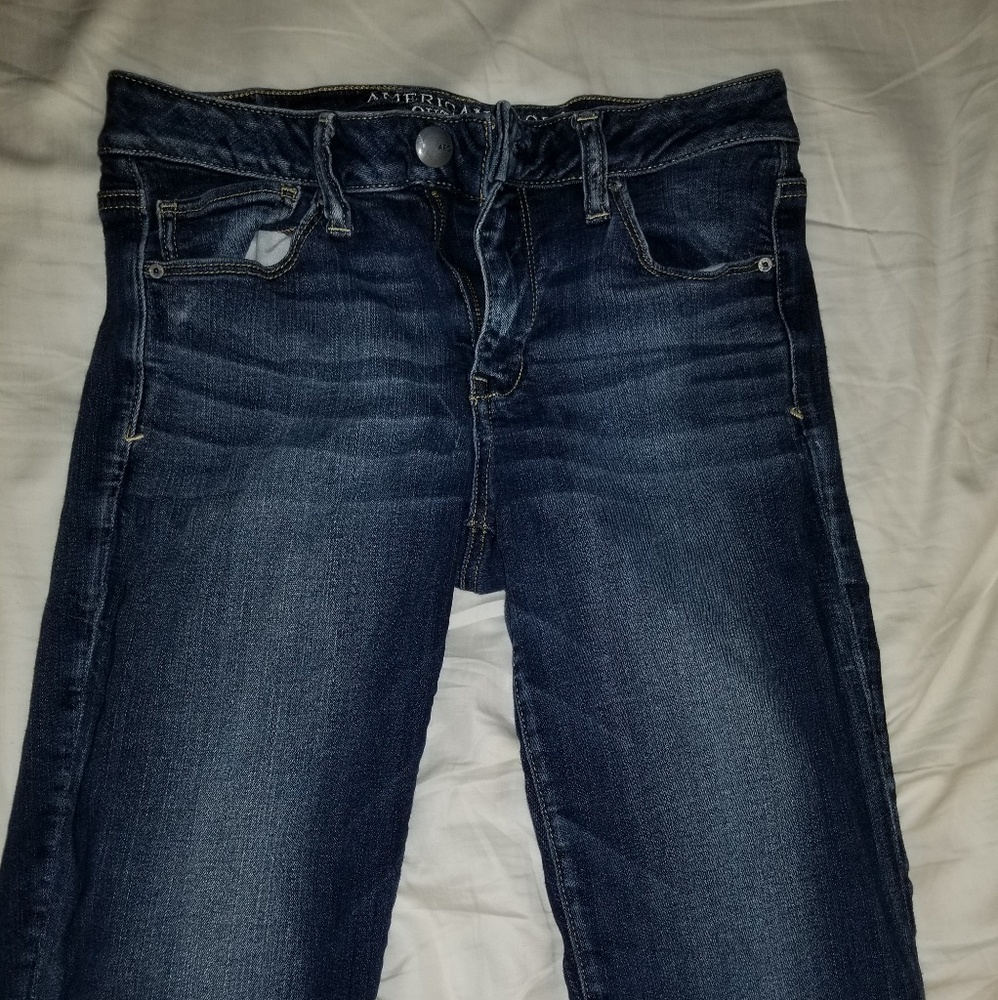 american eagle dark wash skinny jeans